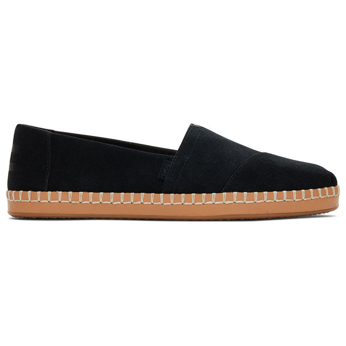 Women's Suede Black Leather Wrapped Sole Slip On