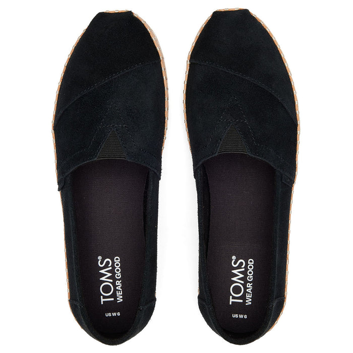 Women's Suede Black Leather Wrapped Sole Slip On