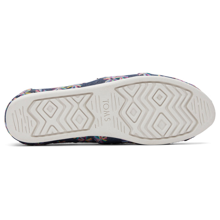 Women's TOMS Embroidered Floral Navy Slip Ons