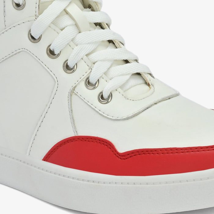 Luna Women White/Red High Top Sneaker