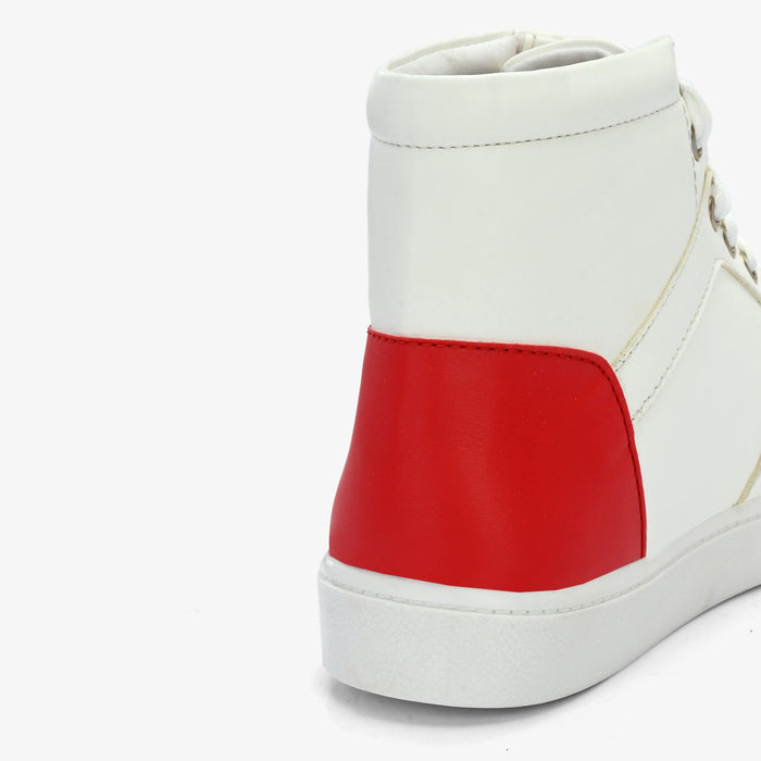 Luna Women White/Red High Top Sneaker