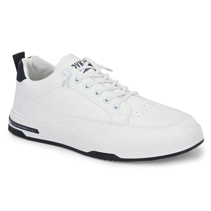 Bernard White-Blue Men Smart Casual White Sneakers