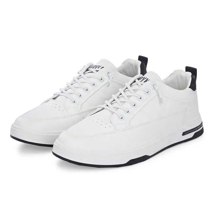 Bernard White-Blue Men Smart Casual White Sneakers