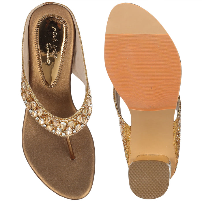 Buy Mochi Girls Antique-Gold Party Sandals Online